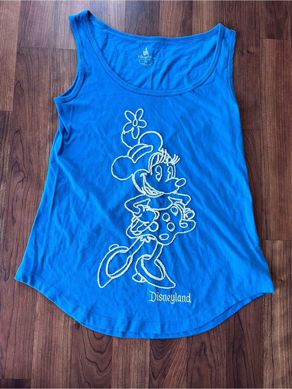 Disney Minnie Mouse Embroidered Tank Top Blue White